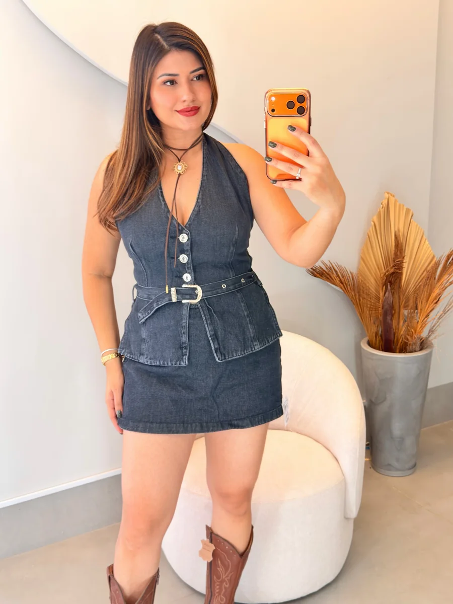 Conjunto jeans, foto real da Maria Bonita